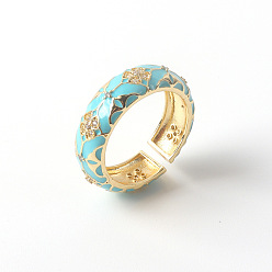 06 Colorful Enamel and Zirconia Ring in 18K Gold - Fashionable, Simple, Cute for Women