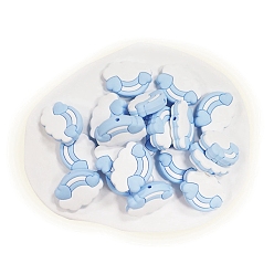 Light Sky Blue Cloud Food Grade Eco-Friendly Silicone Beads, Chewing Beads  For Teethers, DIY Nursing Necklaces Making, Light Sky Blue, 22x29mm, Hole: 3mm