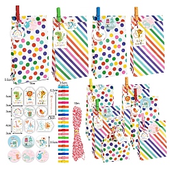 Other Animal Paper Bags Sets, No Handle, with Stickers, Tags, Wood Clips, Cotton Rope, Animal Pattern, 5.5x9x18cm