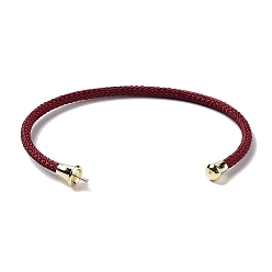 Dark Red Stainless Steel Cuff Bangle Making, with Golden Tone Brass Finding, for Half Drilled Beads, Dark Red, Inner Diameter: 1-3/4x2-3/8 inch(4.6x6cm), Pin: 1mm
