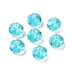 Cyan Glass Imitation Austrian Crystal Beads, Faceted, Rondelle, Cyan, 8x5~5.5mm, Hole: 1.2~1.5mm