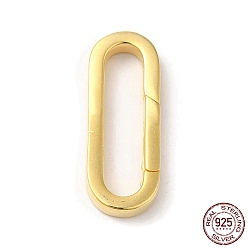 Real 18K Gold Plated Rack Plating 925 Sterling Silver Spring Gate Rings, Oval, Real 18K Gold Plated, 21.5x8x2.5mm
