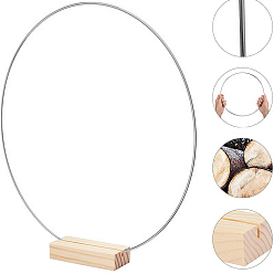 Ring Железные рамки для венков, кольца дисплея, с деревянным основанием, платина, кольцо, 300 мм