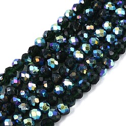 Темно-Зеленый Нити из прозрачных стеклянных бусин-ронделей с цветным покрытием ab, граненые, темно-зеленый, 2.5x2 мм, отверстие : 0.5~0.9 мм, около 148~159 шт / нитка, 11.42~13.19'' (29~33.5 см)