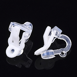 White Plastic Clip-on Earring Findings, White, 14x9x13mm
