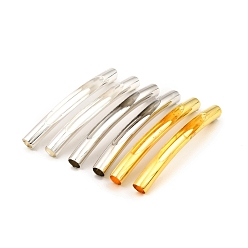 Mixed Color Brass Tube Beads, Hollow Curved Tube, Mixed Color, 50x5mm, Hole: 4mm