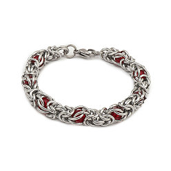 Red 201 Stainless Steel Rope Chain Bracelets, Red, 8-1/2 inch(21.5cm), Wide: 10mm