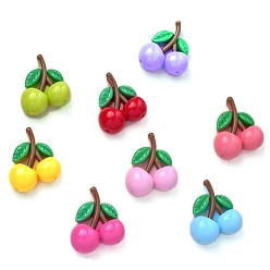Mixed Color Opaque Resin Fruit Decoden Cabochons, Cherry, Mixed Color, 36x28.5x12mm
