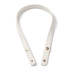 White PU Leather Bag Handles, with Iron Snap Button, White, 62x1.95x0.6cm