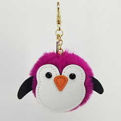Rose pink Cute Penguin Fur Ball Keychain Pendant Cartoon Penguin Keyring Bag Charm