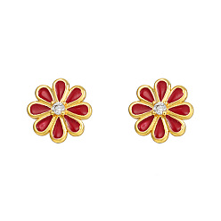 ZJ7826 Copper-studded zircon earrings for women dripping oil rainbow flower lips bee niche design fashion earrings