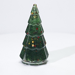 Dark Slate Gray Lampwork Chip & Resin Craft Display Decorations, Christmas Tree Figurine, for Home Feng Shui Ornament, Dark Slate Gray, 50x90mm