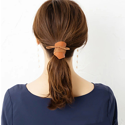 Chocolate PU Leather Hair Ties, Ponytail Holder, Wraps Braid Holder Hair Accessories for Girls, Chocolate, 120mm
