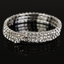 silver Sparkling Rhinestone Bracelet for Fashionable Women - B038