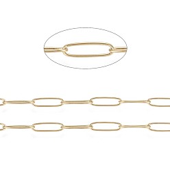 Золотой Ионное покрытие (ip) 304 цепи для канцелярских скрепок из нержавеющей стали, пайки, с катушкой, золотые, 10x2.5x0.5 мм, около 65.61 футов (20 м) / рулон