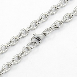 Stainless Steel Color Men's 304 Stainless Steel Cable Chain Necklaces, with Lobster Claw Clasps, Stainless Steel Color, 21.7 inch(55.1cm)