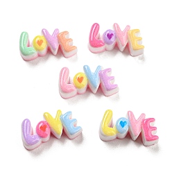 Mixed Color Opaque Resin Cabochons, Rainbow Color Word LOVE, Mixed Color, 8x16x6mm