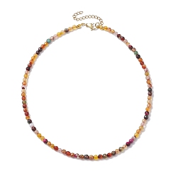 Sienna Faceted Round Natural Agate(Dyed & Heated) Beaded Necklaces for Women, Sienna, 15.94 inch(40.5cm)
