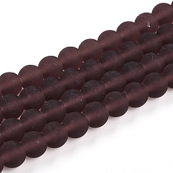 Кокосово-Коричневый Прозрачные стеклянные бусины, круглые, матовые, кокосового коричневый, 6 мм, отверстие : 0.7 мм, около 66~67 шт / нитка, 14.96~15.16'' (38~38.5 см)