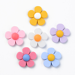 Mixed Color Resin Cabochons, Opaque, Flower, Mixed Color, 24x24.5x7.5mm