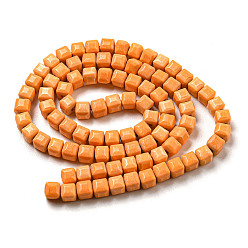 Темно-Оранжевый Природный агат бисер нитей, окрашенные, кубические, темно-оранжевый, 4.5x4.5x4.5 мм, отверстие : 1.2 мм, около 88 шт / нитка, 15.04'' (38.2 см)