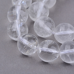 Quartz Crystal Natural Quartz Crystal Beads Strands, Rock Crystal Beads, Round, 6~7mm, Hole: 1mm, about 63pcs/strand, 15.5 inch