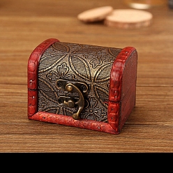 Dark Red Wood Jewelry Box, with Front Clasp, for Arts Hobbies and Home Storage, Rectangle, Dark Red, 6x8x6cm