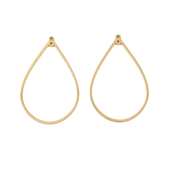 Настоящее золото 24K Ионное покрытие (ip) 304 подвески из нержавеющей стали, слеза, реальный 24 k позолоченный, 40.5x25.5x1 мм, отверстие : 1.2 мм