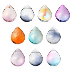 Mixed Color Electroplate Transparent Glass Beads, Top Drilled, Teardrop, Mixed Style, Mixed Color, 12x9x6mm, Hole: 1mm