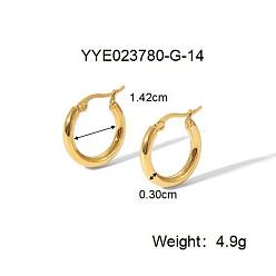 Золотой Преувеличенные 304 серьги-кольца из нержавеющей стали, золотые, 14.2x3 мм