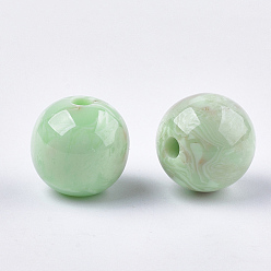 Light Green Resin Beads, Imitation Gemstone, Round, Light Green, 19.5~20mm, Hole: 2~2.5mm