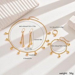 Золотой Роскошный комплект ювелирных украшений с подвеской из латуни для женщин, комплект браслетов, серег, колье и колец, золотые