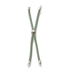 Dark Sea Green Nylon Twisted Cord Bracelet, with Brass Cord End, for Slider Bracelet Making, Dark Sea Green, 9 inch(22.8cm), Hole: 2.8mm, Single Chain Length: about 11.4cm