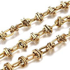 Настоящее золото 18K Ионное покрытие (ip) 304 цепи с узлами из нержавеющей стали, несварные, реальный 18 k позолоченный, 11x6.5x1.4 мм