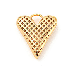 Real 18K Gold Plated Valentine's Day Hollow Brass Pendants, Heart, Real 18K Gold Plated, 24x20.5x6mm, Hole: 4x6mm