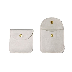 White Velvet Jewelry Storage Bags with Snap Button, for Earrings, Rings, Necklaces, Square, White, 8x8cm