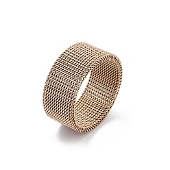 Розовое Золото 201 палец кольца из нержавеющей стали, широкое кольцо для унисекс, ионное покрытие (ip), розовое золото , 10 мм, внутренний диаметр: 21 мм
