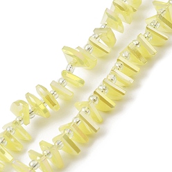 Champagne Yellow Electroplate Glass Beads Strands, Faceted, Fan, Champagne Yellow, 8x10x3mm, Hole: 1mm, about 100pcs/strand, 19.29''(49cm)