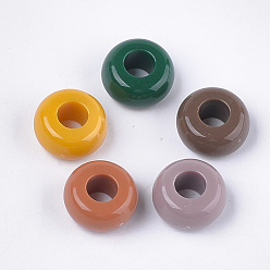 Mixed Color Opaque Acrylic Beads, Large Hole Beads, Rondelle, Mixed Color, 13.5x7mm, Hole: 5.5mm