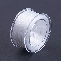 White Flat Elastic Crystal String, Elastic Beading Thread, for Stretch Bracelet Making, White, 0.8mm, about 54.68 yards(50m)/roll