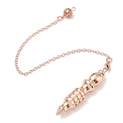 Розовое Золото Латунные маятники для лозоходства в форме большой пули, с цепью, стойки покрытие, розовое золото , 242 мм, отверстие : 1.8 мм