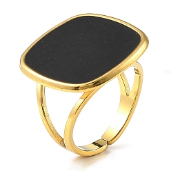 Настоящее золото 18K 304 эмалированные открытые манжеты из нержавеющей стали для женщин, ионное покрытие (ip), квадратный, реальный 18 k позолоченный, регулируемый