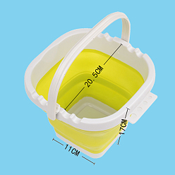 Yellow Silicone Folding Brush Washing Bucket, with Handle, Painting & Drawing Supplies, Square, Yellow, 11~20.5x17cm