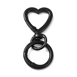 Черный Аэрозольная краска, поворотные застежки из сплава, с пружинными кольцами ворот, сердце, чёрные, 60 мм