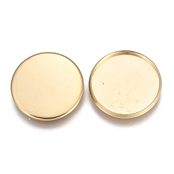 Golden 304 Stainless Steel Plain Edge Bezel Cups, Cabochon Settings, Flat Round, Golden, Tray: 18mm, 19.5x1.5mm