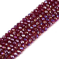 Темно-Красный Запекание гальванических нитей стеклянных бусин, AB цвет, граненые, круглые, темно-красный, 2.9~3.3x2 мм, отверстие : 0.7 мм, около 135~140 шт / нитка, 12.99~13.78 дюйм (33~35 см)