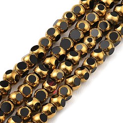 Black Faceted Electroplate Glass Beads Strands, Golden Plated, Round, Black, 4mm, Hole: 0.9mm, about 68~70pcs/strand, 10.04''~10.24''(25.5~26cm)