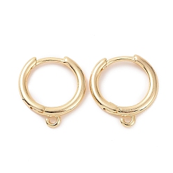 Real 14K Gold Plated Brass Huggie Hoop Earrings Finding, with Horizontal Loop, Ring, Real 14K Gold Plated, 12 Gauge(2mm), 16.5x13.5x2mm, Hole: 1.5mm, Pin: 1mm