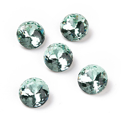 Light Azore K9 Glass Rhinestone Cabochons, Flat Back & Back Plated, Flat Round, Crystal, 10x5.6mm