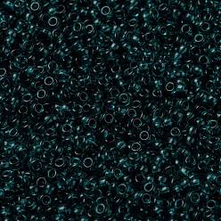 (RR2406) Transparent Dark Teal MIYUKI Round Rocailles Beads, Japanese Seed Beads, 8/0, (RR2406) Transparent Dark Teal, 8/0, 3mm, Hole: 1mm, about 19000~20500pcs/pound
